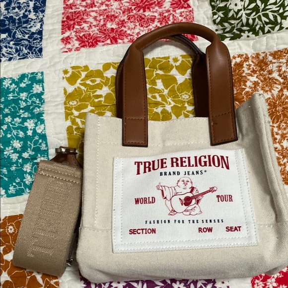True Religion Cream and Brown Mini Bag - Picture 1 of 16